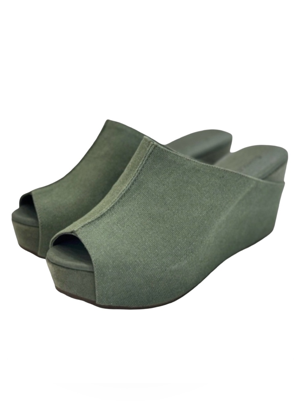 Chocolat Blu Olive Green Open-Toe Wedge Mule - Picture 7 of 7